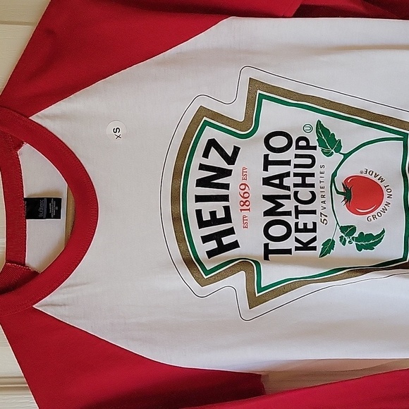 Heinz ketchup Red and White Raglan Shirt size XS NWOT - Picture 2 of 7